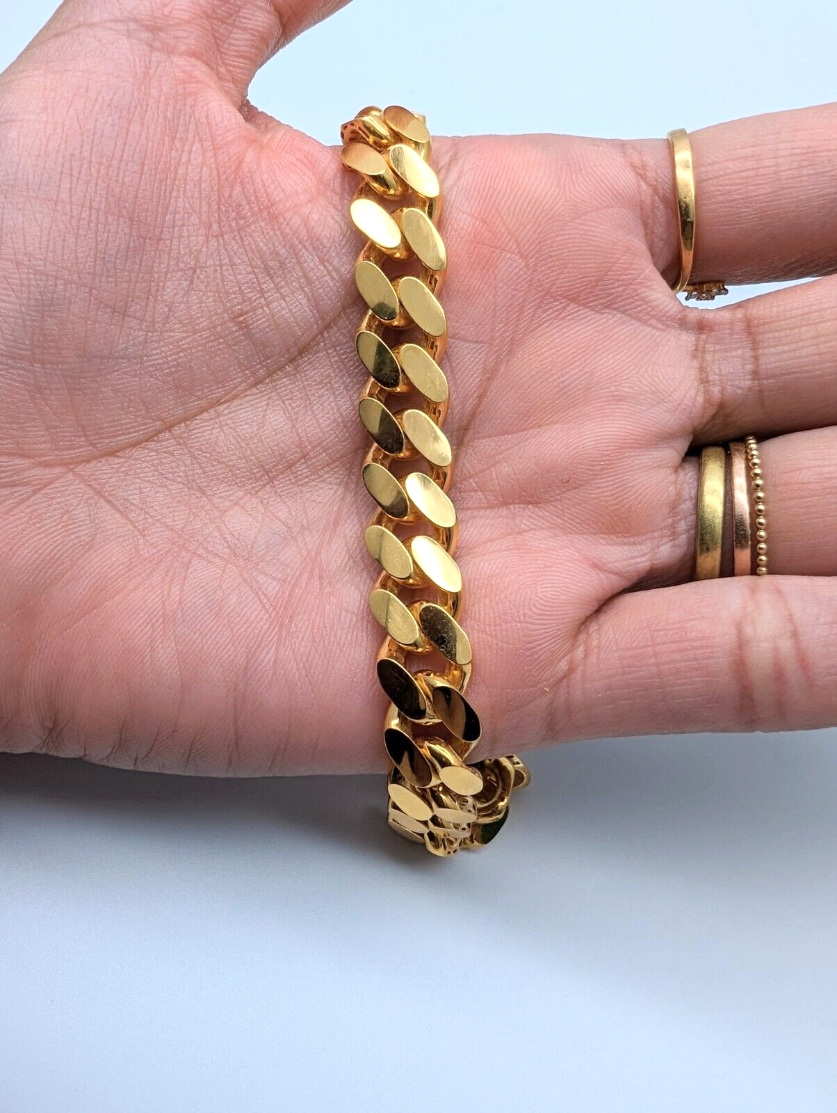 22ct Yellow Gold Cuban/Curb Link Gents Bracelet 7.5