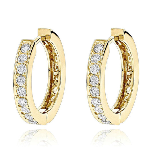 18ct Yellow Gold Diamond Pair of Hoop Earrings 0.20 carats 14mm wide