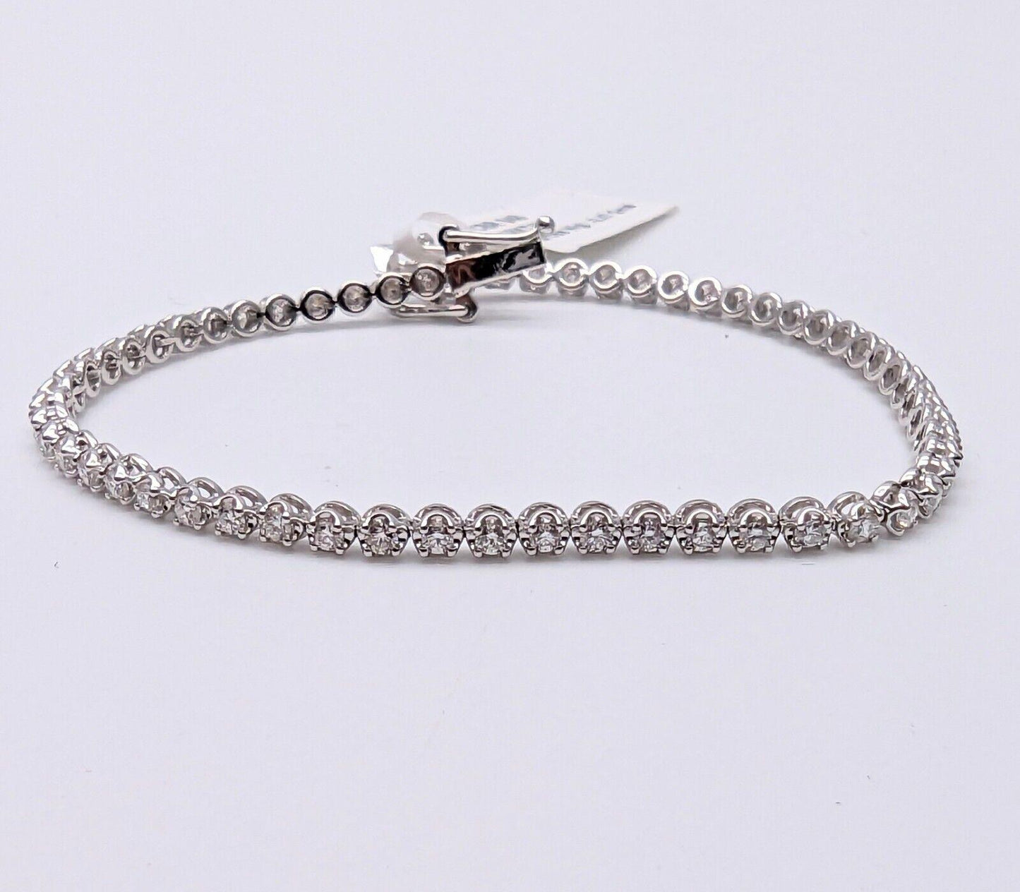 18ct White Gold Diamond Tennis Bracelet 4claw 1.50cts 7.0