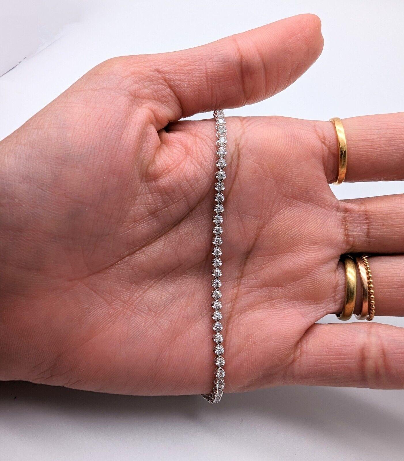 18ct White Gold Diamond Tennis Bracelet 4claw 1.50cts 7.0