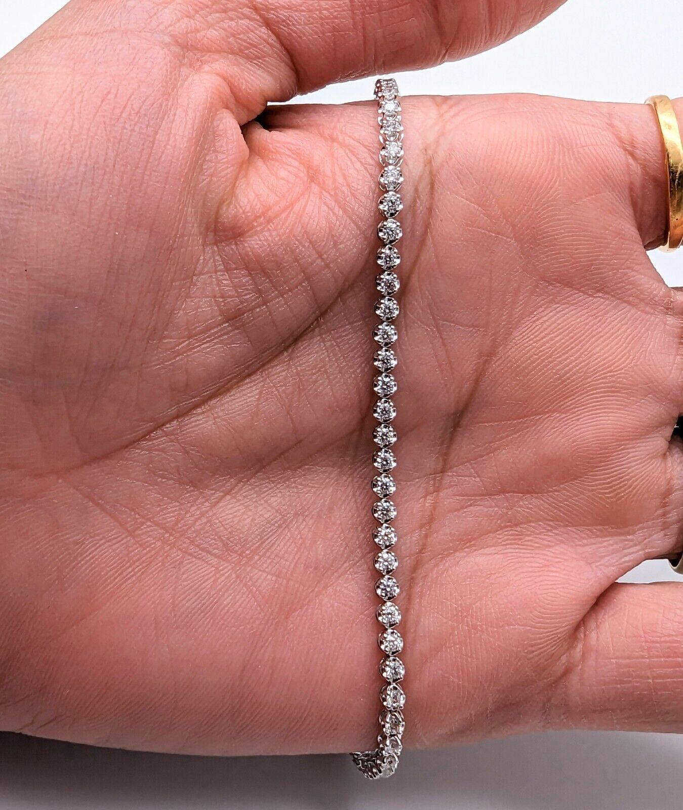 18ct White Gold Diamond Tennis Bracelet 4claw 1.50cts 7.0