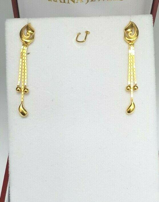 22ct Yellow Gold Ladies Drop Earrings 3.9 Grams