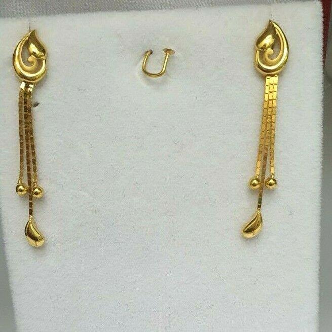 22ct Yellow Gold Ladies Drop Earrings 3.9 Grams