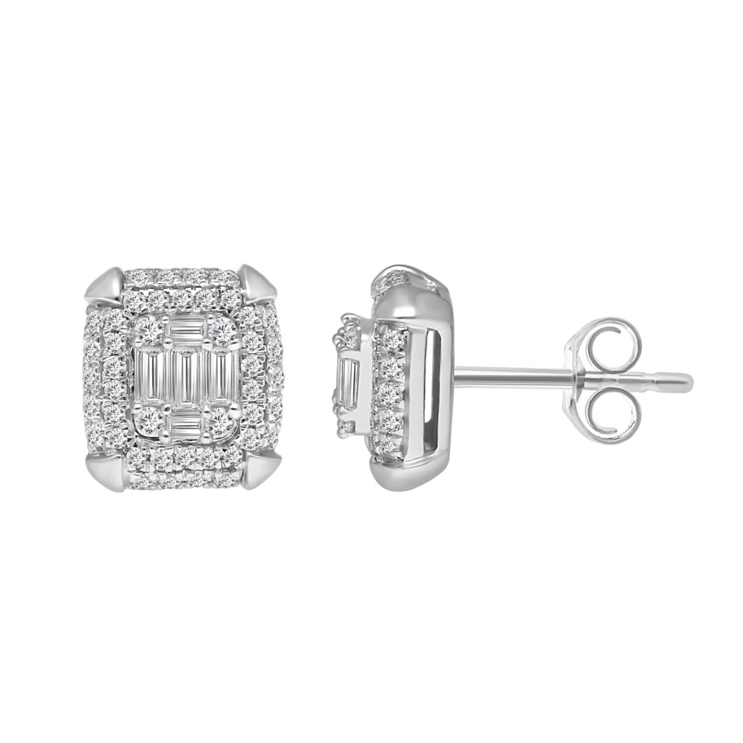 9ct White Gold Round Diamonds Stud Earrings 0.52 carats