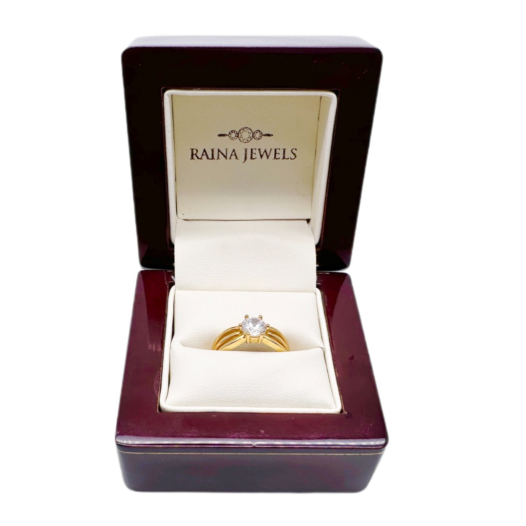 22ct Yellow Gold Round Cubic Zirconia Solitaire Engagement Ring