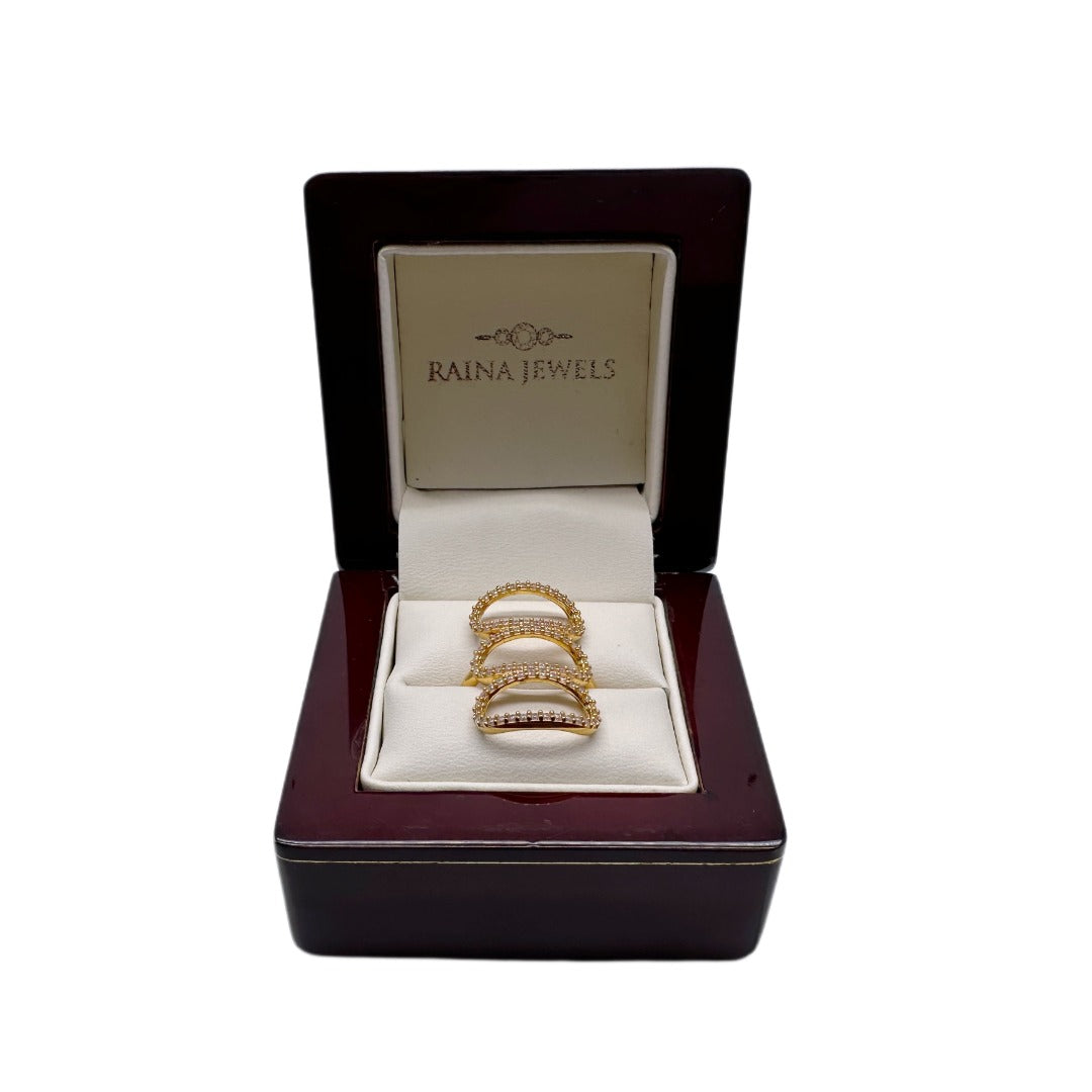 22ct Yellow Gold & Cubic Zirconia (CZ ) Three Oval Design Ring