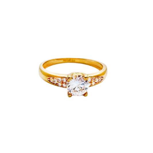 22ct Yellow Gold & Round Cubic Zirconia Solitaire Ring, 2.34gm