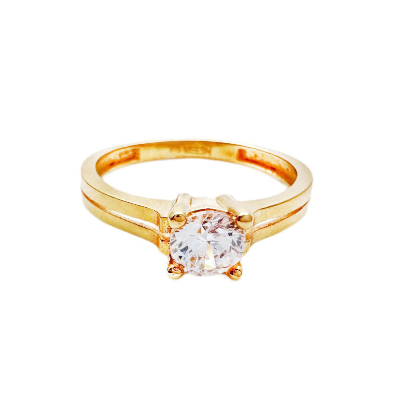 22ct Yellow Gold Round Cubic Zirconia Solitaire Ring 2.70gm