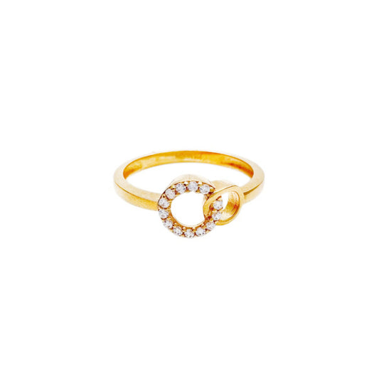 22ct Yellow Gold & Cubic Zirconia Interlocking Circles Ring, 2.40gm