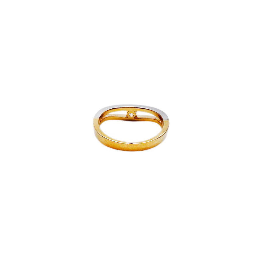 22ct Yellow Gold & Cubic Zirconia Two Tone Ring, 3.81gm