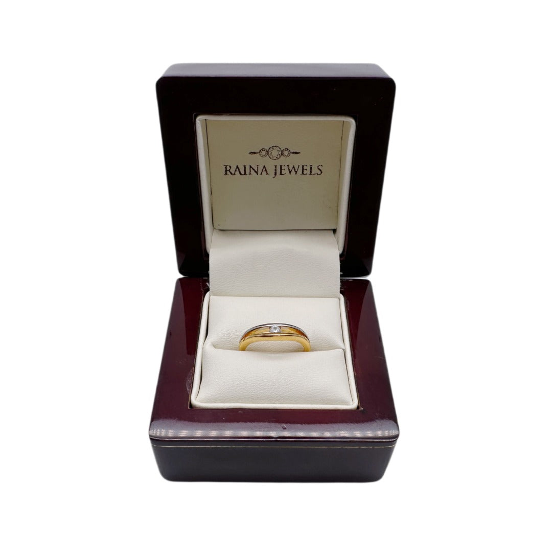 22ct Yellow Gold & Cubic Zirconia Two Tone Ring, 3.81gm