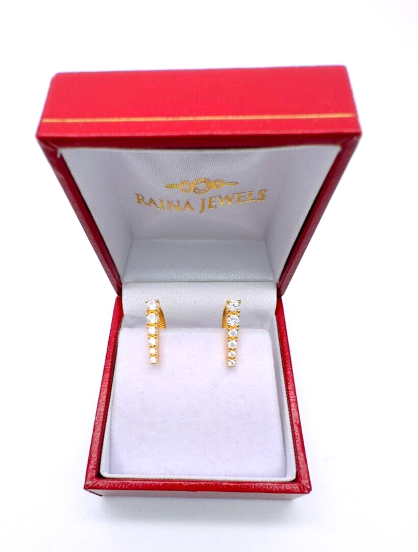 22ct Yellow Gold Cubic Zirconia Hoop Earrings, 3.27gm