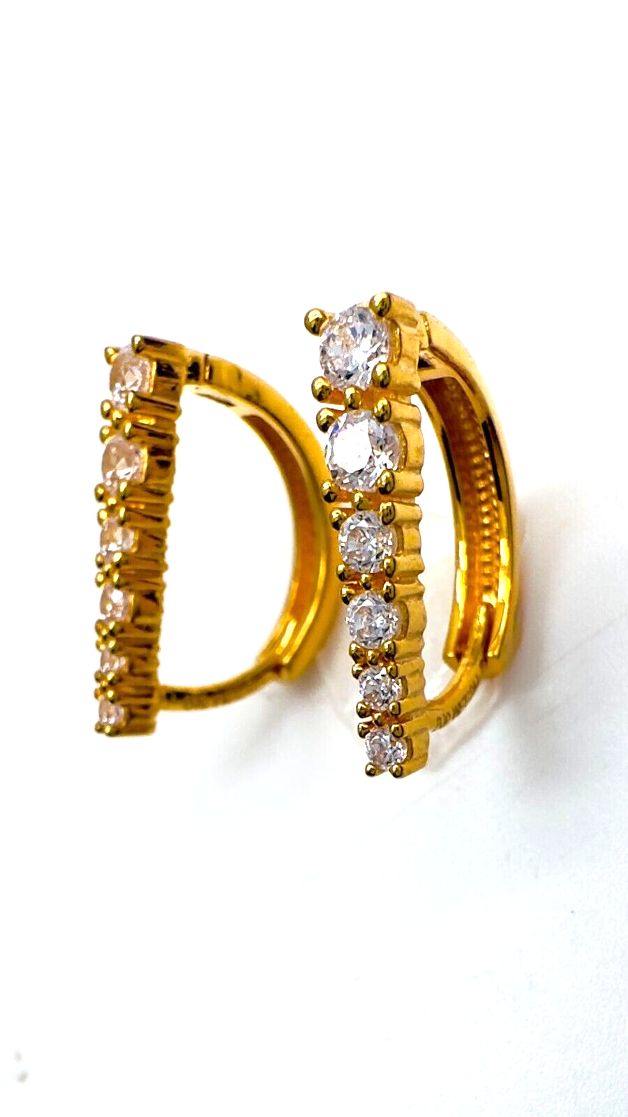 22ct Yellow Gold Cubic Zirconia Hoop Earrings, 3.27gm