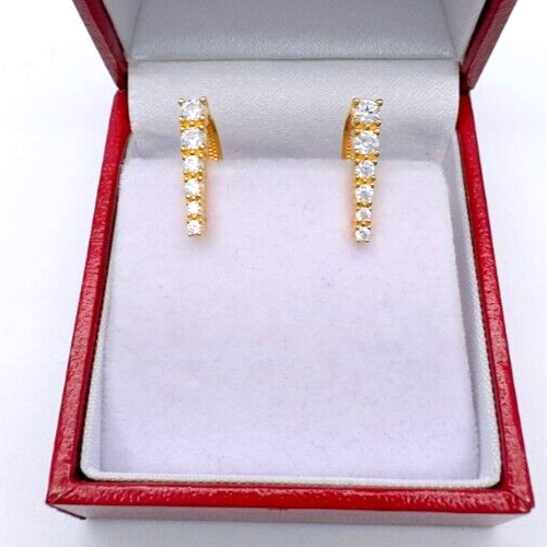 22ct Yellow Gold Cubic Zirconia Hoop Earrings, 3.27gm