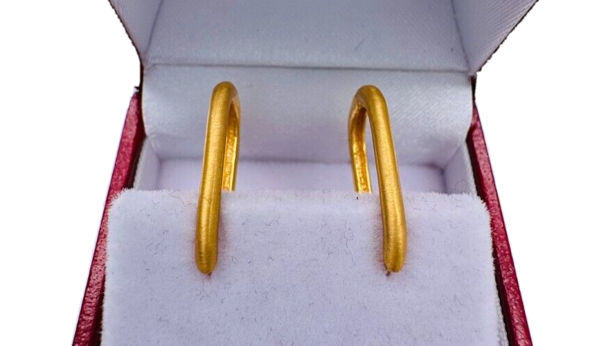 22ct Yellow Gold  Paper Clip Hoop Earrings 916 stamped