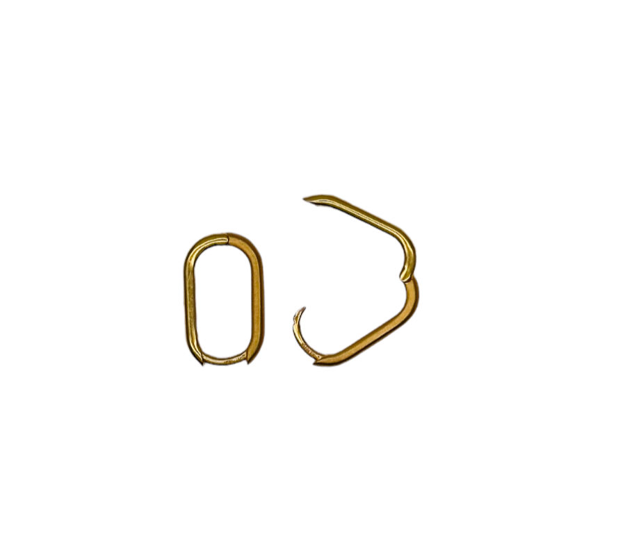 22ct Yellow Gold  Paper Clip Hoop Earrings 916 stamped