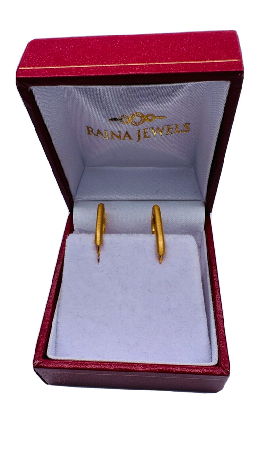 22ct Yellow Gold  Paper Clip Hoop Earrings 916 stamped