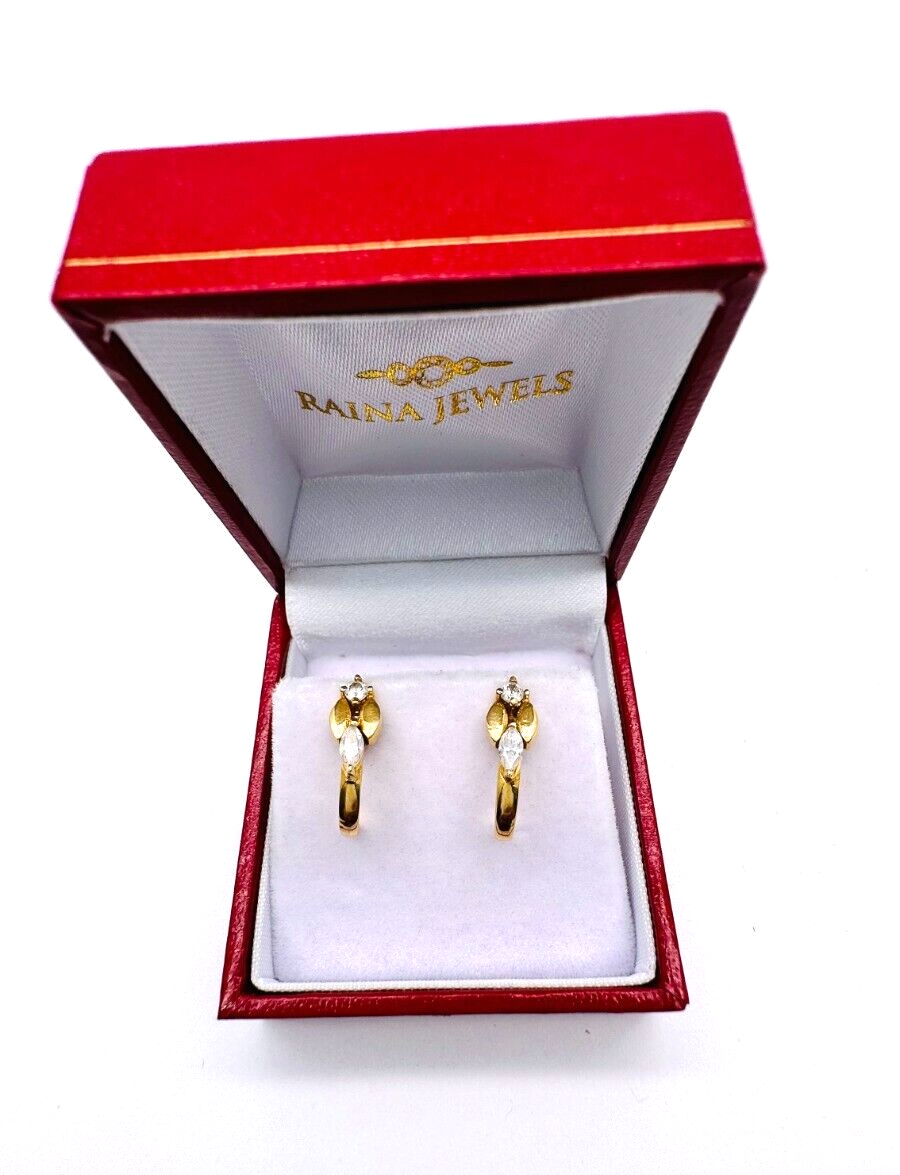 18ct Yellow Gold & Cubic Zirconia Stud Earrings,4.20gm