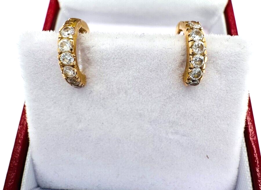 22ct Yellow Gold & Cubic Zirconia Baby Hoop Earrings, 1.28gm