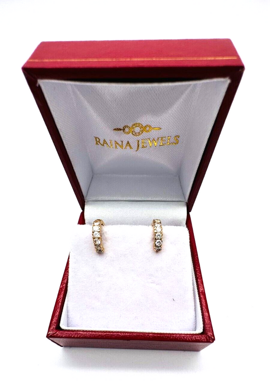 22ct Yellow Gold & Cubic Zirconia Baby Hoop Earrings, 1.28gm