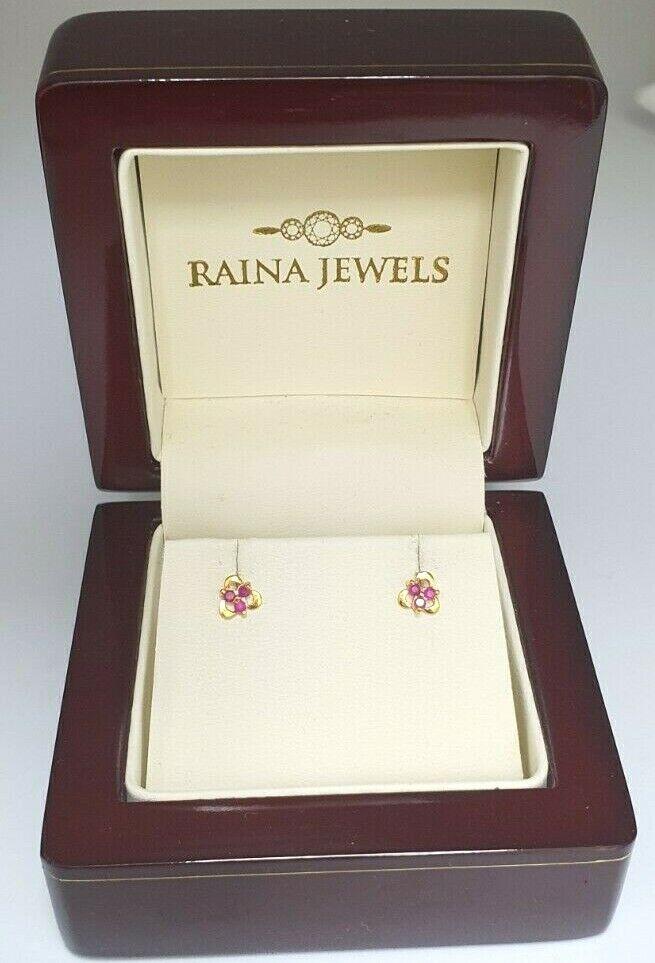 22ct Yellow gold Ruby Children's Stud earrings claw set Child Friendly