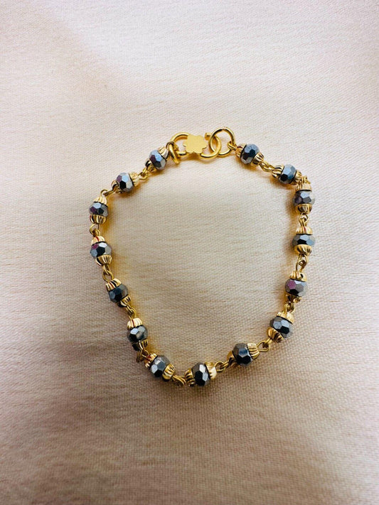 22ct Yellow Gold Baby Bracelet Black & Gold Beads  (Maniya / Manka / Nazariya)