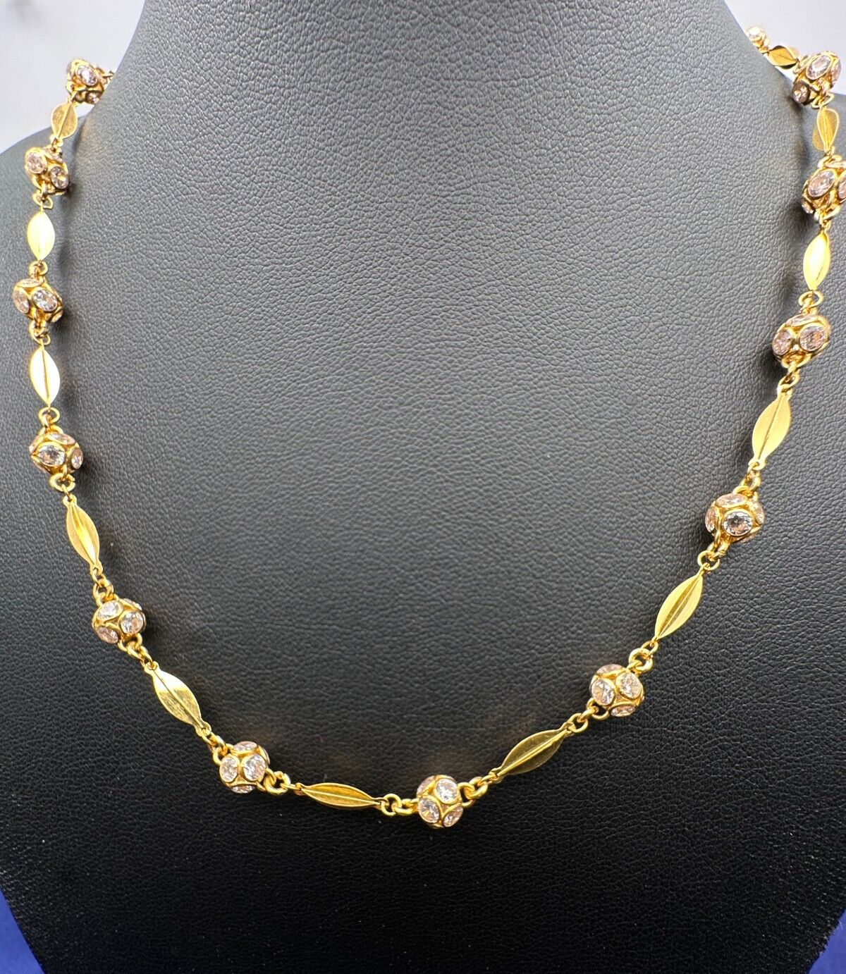 22ct Yellow Gold & Cubic Zirconia Glitter Ball Long Chain Necklace, 26 inch