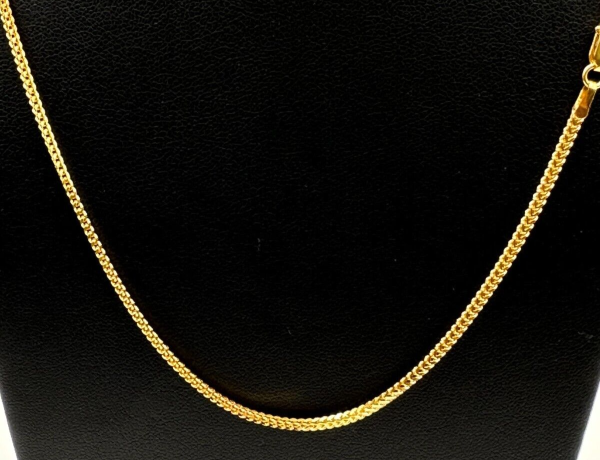 22ct Yellow Gold Mens/Ladies FoxTail Chain Necklace 24