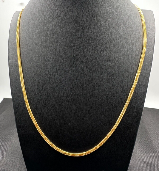 22ct Yellow Gold Mens/Ladies Fancy Flat Chain Necklace 22 inches