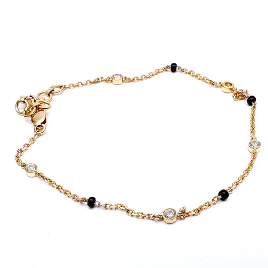 18ct Yellow Gold Natural Diamond By Yard Mangalsutra Bracelet, 0.20ct