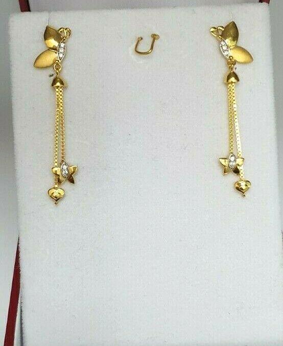 22ct Yellow Gold Ladies Drop Earrings 4.1 Grams