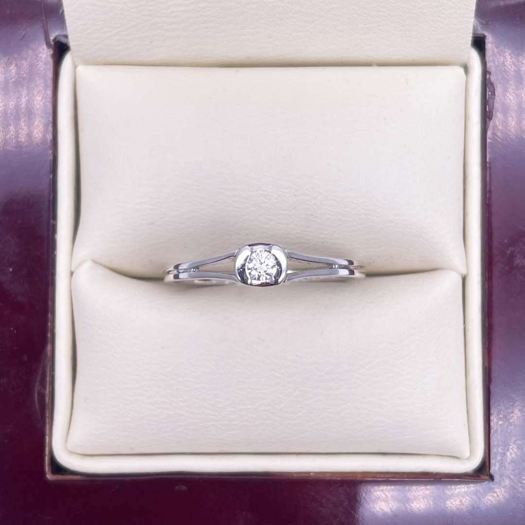 18ct White Gold Diamond Solitaire Ring 0.08ct