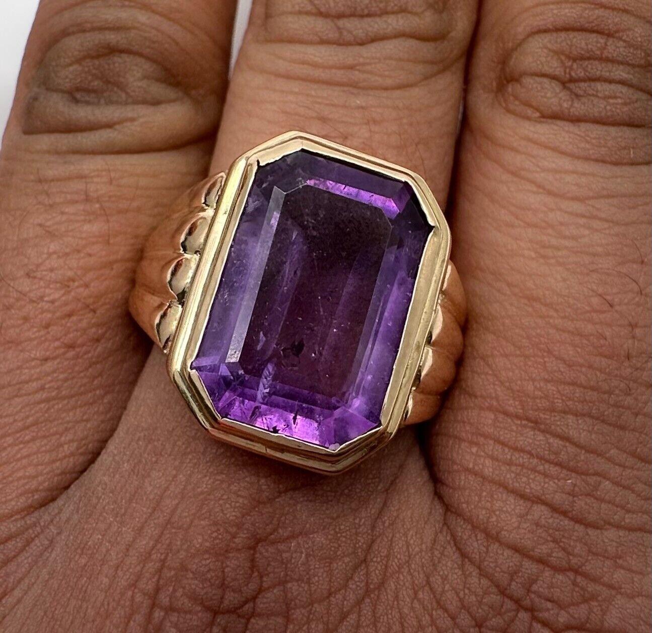 14ct Yellow Gold  Amethyst Signet Men's ring 8.38gm