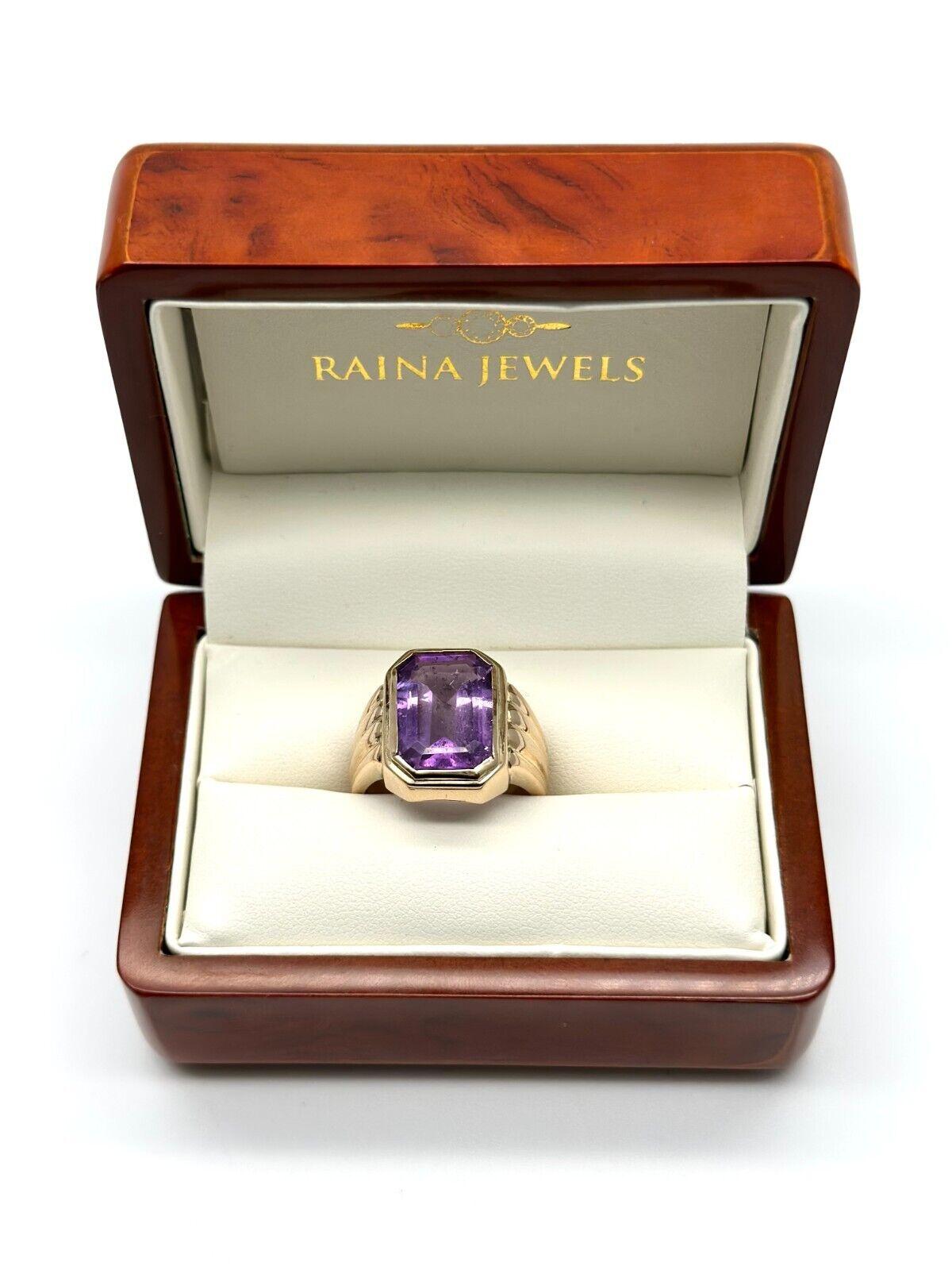 14ct Yellow Gold  Amethyst Signet Men's ring 8.38gm