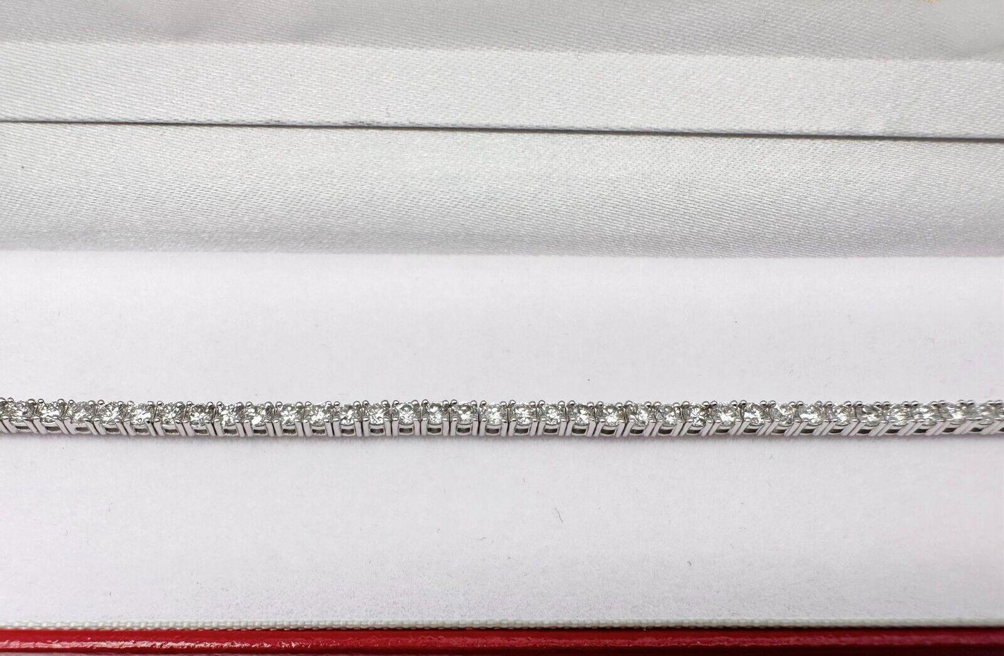 18ct White Gold Diamond Tennis Bracelet 4claw 3.7ct