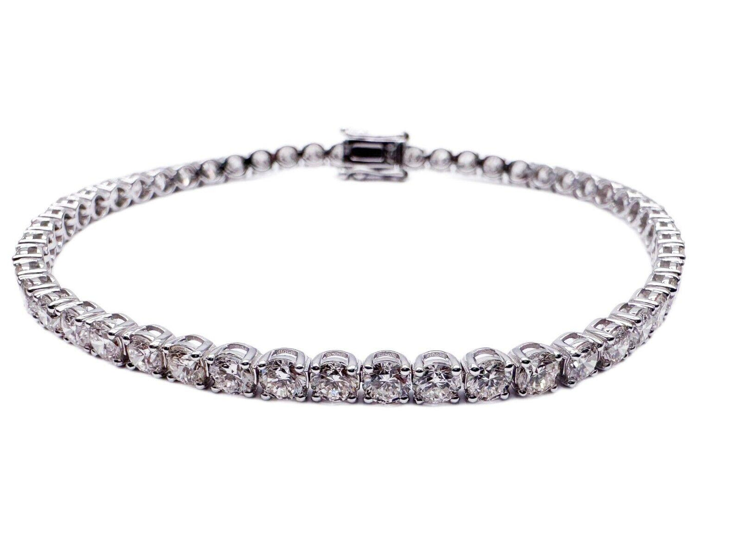 18ct White Gold Diamond Tennis Bracelet 4claw 7.65ct