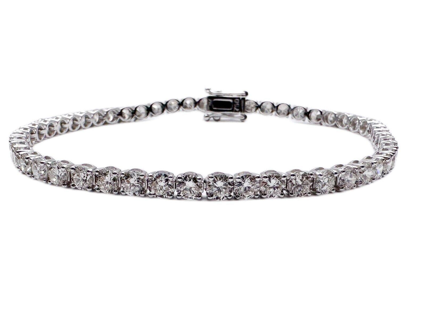 18ct White Gold Diamond Tennis Bracelet 4claw 7.65ct