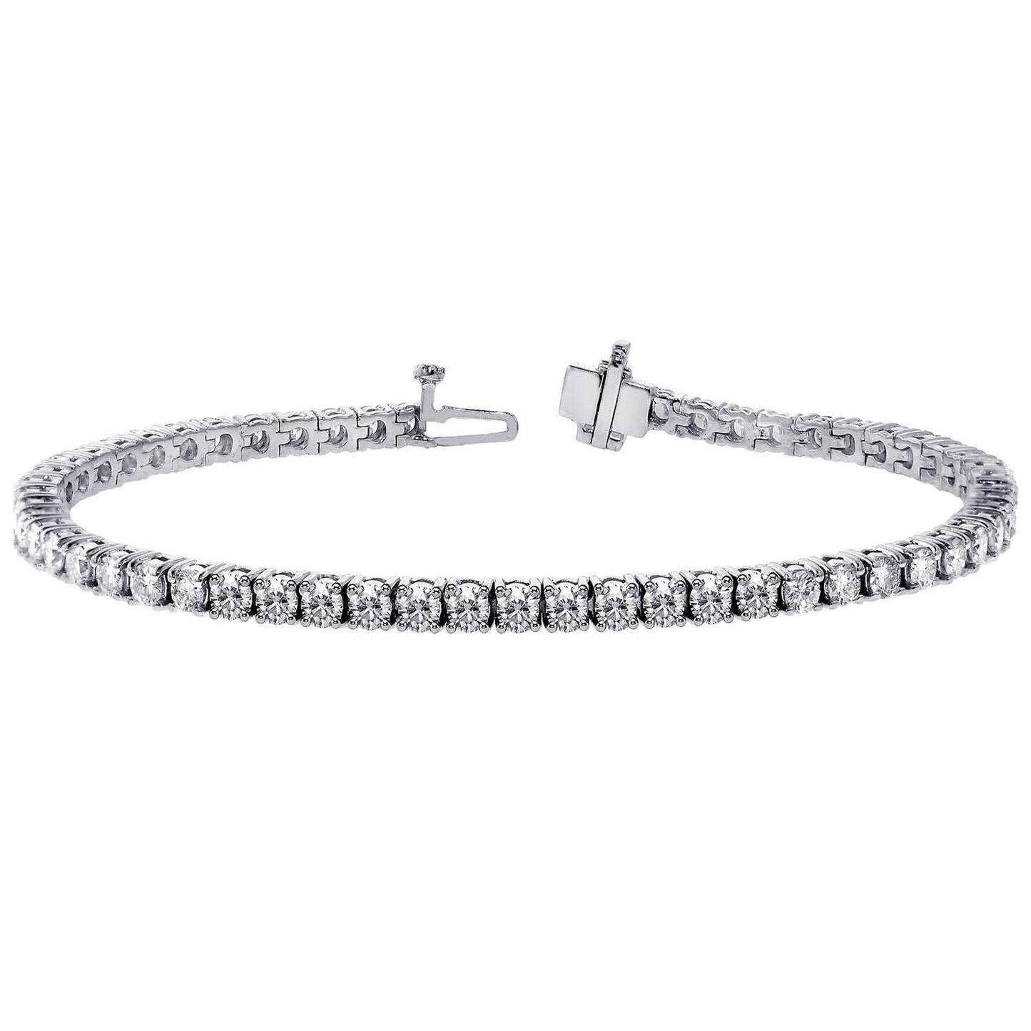 14ct White Gold Diamond Tennis Bracelet 4-Claw 4.62cts 7.25