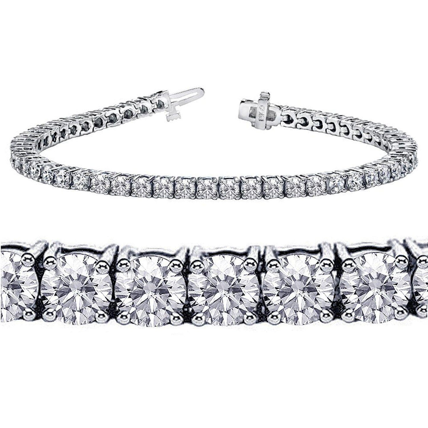 14ct White Gold Diamond Tennis Bracelet 4-Claw 4.62cts 7.25