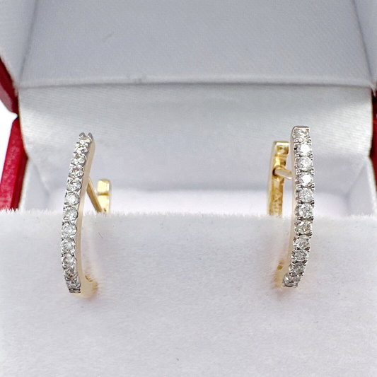 18ct Yellow Gold Small Diamond Hoop Earrings For Women, 0.16ct