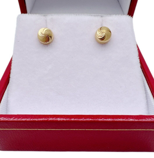 22ct Yellow Gold Diamond Cut Swirl Children Stud Earrings Screw Back, 4.8mm