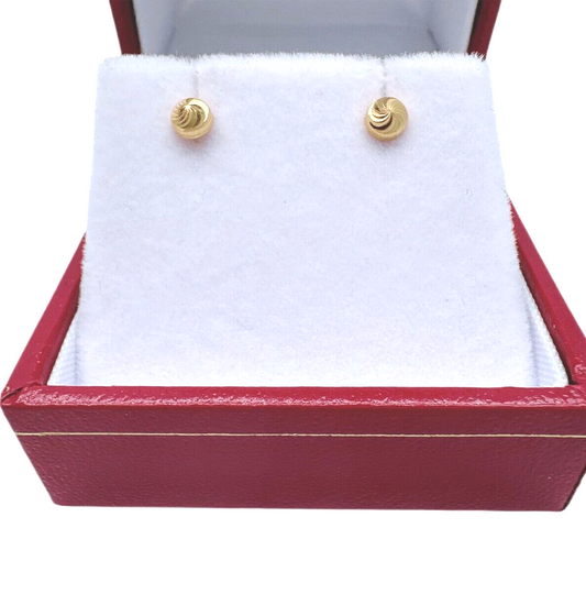 22ct Yellow Gold Diamond Cut Swirl Stud Earrings Screw Back, 3.6mm