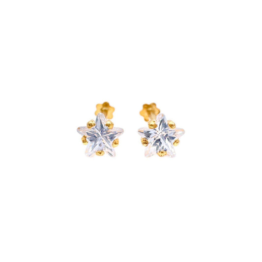 22ct Yellow Gold & Cubic Zirconia Children Stud Earrings Durable Steam 3.0-4.5MM