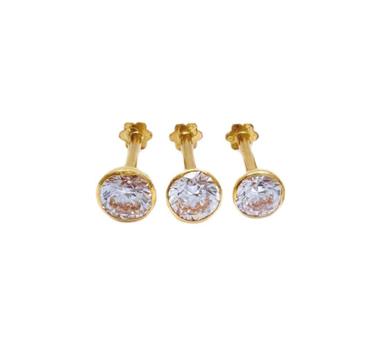 22ct Yellow Gold & Cubic Zirconia Nose Studs/Nose Pin Screw Back (3.5MM-4.5MM)