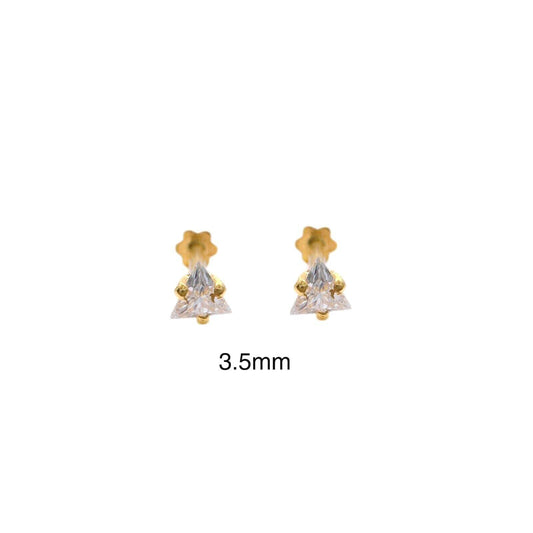 22ct Yellow Gold & Cubic Zirconia Children Stud Earrings 3.0/3.5/4.5MM