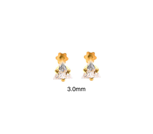 22ct Yellow Gold & Cubic Zirconia Children Stud Earrings 3.0/3.5/4.5MM