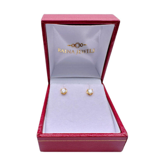 22ct Yellow Gold Cubic Zirconia Children Stud Earrings Durable Steam (2.5/3.0mm)