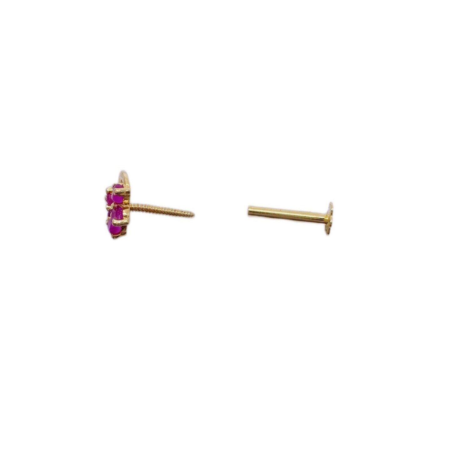 22ct Yellow Gold Natural 5 Stone Ruby Nose Stud/Nose Pin/Nose Piercings