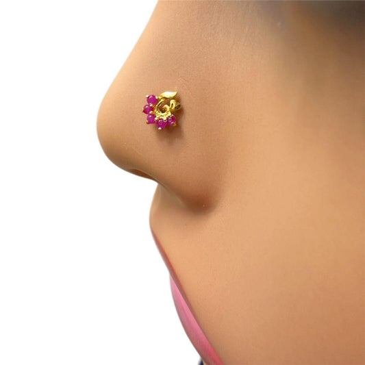 22ct Yellow Gold Natural Ruby Nose Stud/Nose Pin/Nose Piercings