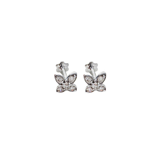 18ct White Gold Diamond Stud Earrings 0.14ct Child Friendly Safe & Secure